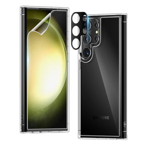 Samsung Galaxy S23 Ultra Case 5G with 1 Mobile Phone Case + 2 TPU Screen Protectors + 2 Camera Protection [Military Protection] Anti-Yellow Shockproof Transparent