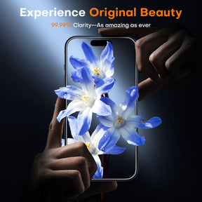 GOX Full Screen for iPhone 15 Pro Tempered Protective Glass, Auto Installation Protective Glass 9H Hardness Shockproof Scratch-Resistant Anti-Fingerprint Anti-Oil Anti-Bubbles, Pack of 2