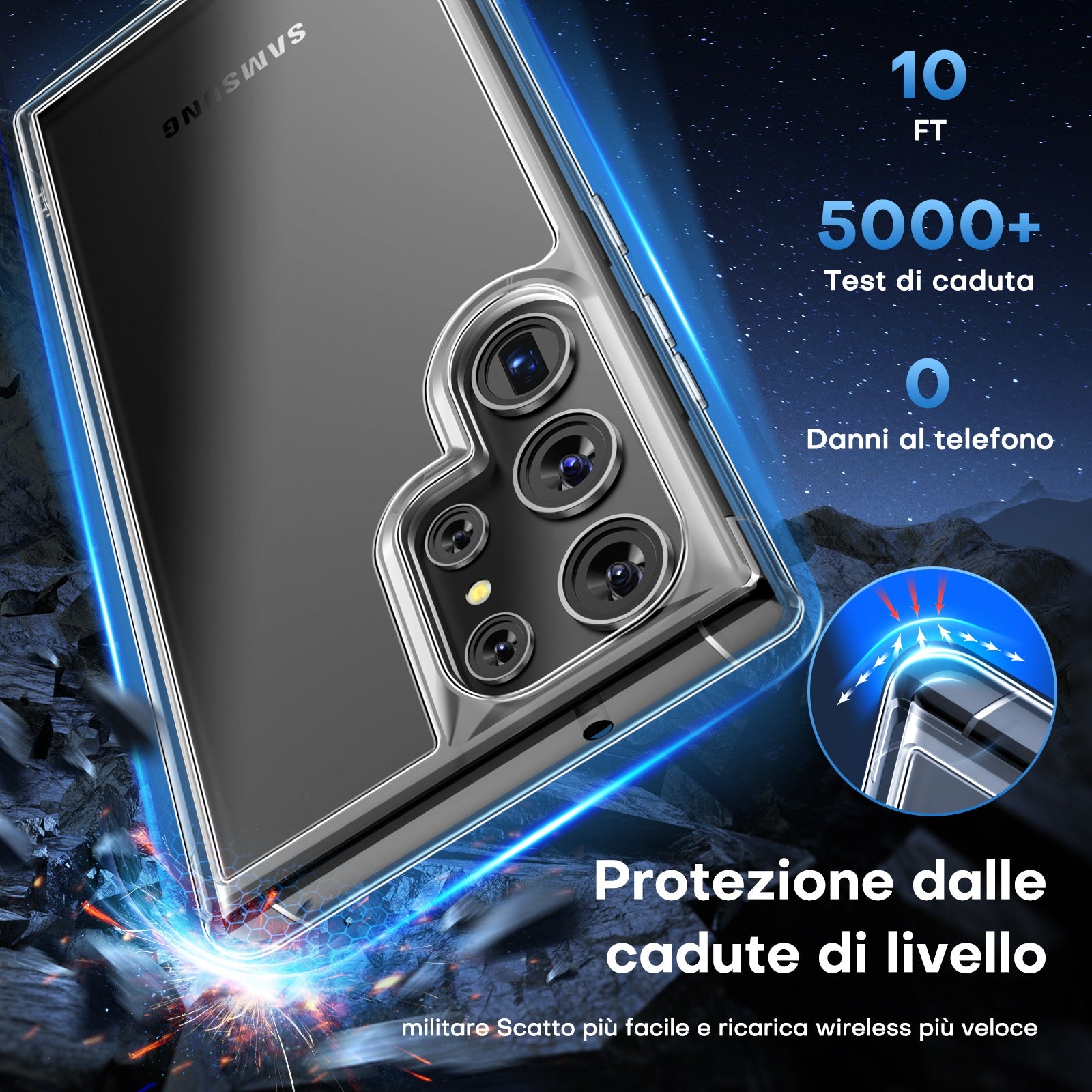 Samsung Galaxy S23 Ultra Case 5G with 1 Mobile Phone Case + 2 TPU Screen Protectors + 2 Camera Protection [Military Protection] Anti-Yellow Shockproof Transparent