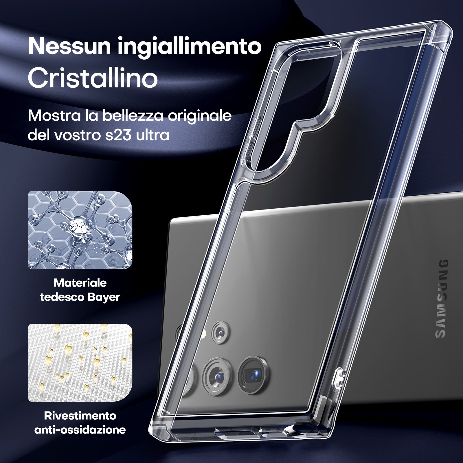 Samsung Galaxy S23 Ultra Case 5G with 1 Mobile Phone Case + 2 TPU Screen Protectors + 2 Camera Protection [Military Protection] Anti-Yellow Shockproof Transparent