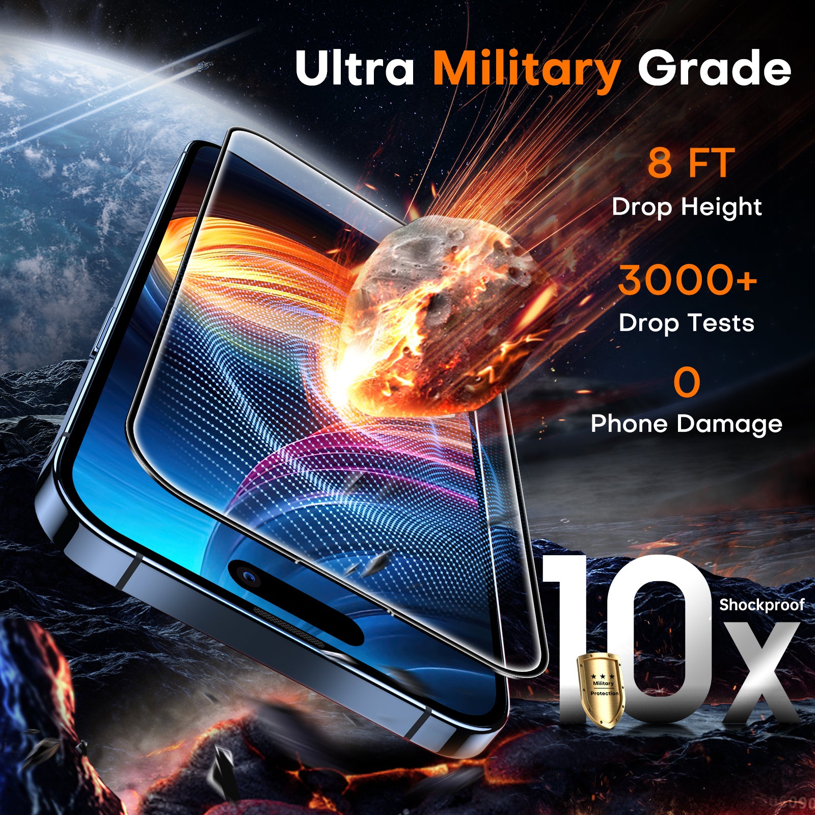 GOX Full screen for iPhone 15 Pro Max armored protective glass, car installation protective glass 9H hardness, shockproof, scratch-resistant, anti-fingerprint, anti-oil, anti-bubbles, pack of 2