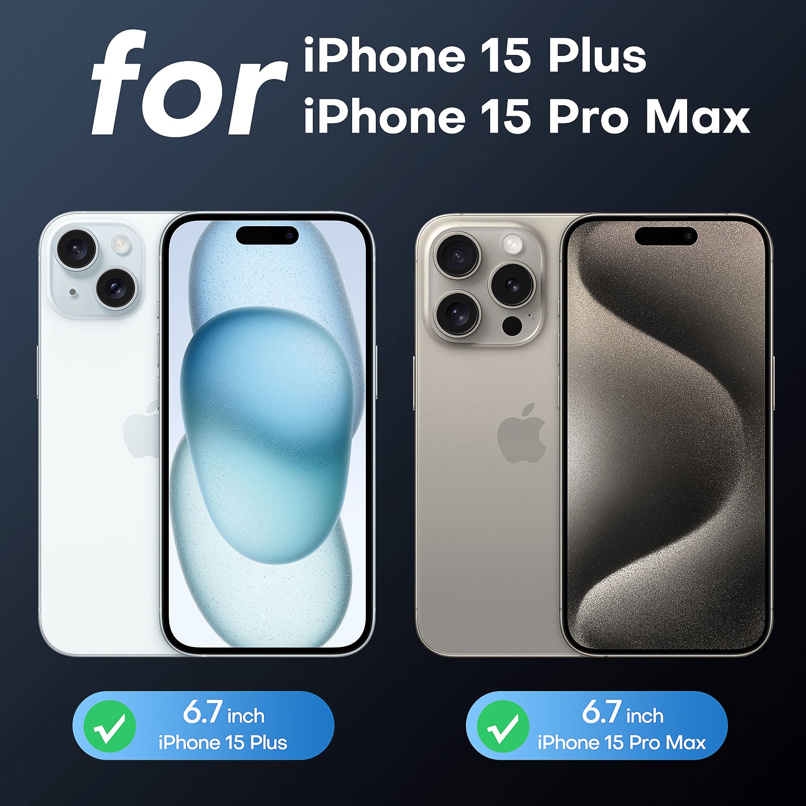 GOX 2 Pack for iPhone 15 Plus/iPhone 15 Pro Max Screen Protector Tempered Glass, Sensor Protection, Dynamic Island Compatible, Case Friendly, 6.7"