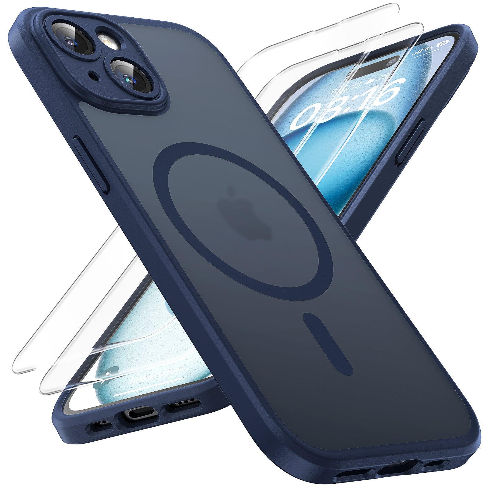 Magnetic for iPhone 15 Plus Case, Upgraded [Full Camera Protection] [Compatible with Magsafe] [15FT Military Grade Tested] Bumper for iPhone 15 Plus 6.7 Inch, Blue
