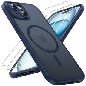 Magnetic for iPhone 15 Plus Case, Upgraded [Full Camera Protection] [Compatible with Magsafe] [15FT Military Grade Tested] Bumper for iPhone 15 Plus 6.7 Inch, Blue