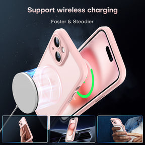 Magnetic for iPhone 15 Case, Upgraded [Full Camera Protection] [Compatible with Magsafe] [15FT Military Grade Protection] Bumper for iPhone 15 6.1 Inch, Light Pink