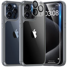 GOX 5 in 1 for iPhone 15 Pro Case Clear, [Not-Yellowing] with 2X Screen Protector + 2X Camera Lens Protector, [15 FT Military Grade Protection] Slim Shockproof Case for iPhone 15 Pro 6.1 Inch