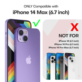 GOX [5 in 1] for iPhone 14 Plus Case [Not Yellowing], with 2 Tempered Glass Screen Protectors+2 Camera Lens Protectors [Military Grade Protection] Shockproof Slim iPhone 14 Plus Case 6.7 Inch-Purple