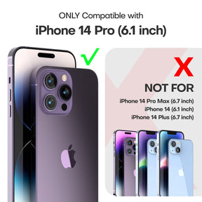 GOX  [5 in 1] for iPhone 14 Pro Case Clear, [Not Yellowing] with 2X Tempered Glass Screen Protector + 2X Camera Lens Protector, [Military Grade Drop Protection] Shockproof Slim Phone Case 6.1 Inch