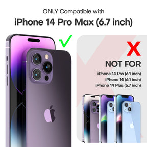 GOX [5 in 1] for iPhone 14 Pro Max Case [Not Yellowing], with 2 Tempered Glass Screen Protectors + 2 Camera Lens Protectors [Military Grade Protection] Shockproof Slim 14 Pro Max 6.7 Inch, Clear