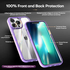 GOX [3 in 1] Defender Designed for 13 Pro Max Case 6.7 Inch, with 2 Pack Tempered Glass Screen Protector + 2 Pack Camera Lens Protector [Military Grade Protection] Shockproof Slim Thin
