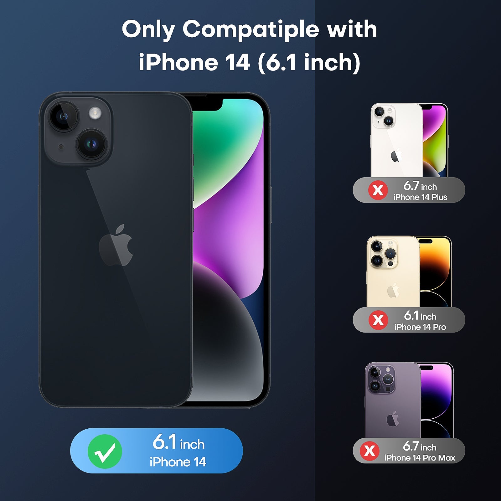 GOX  [5 in 1] Strong Magnetic Clear for iPhone 14 Case [Compatible with MagSafe] with 2 Screen Protector +2 Camera Lens Protector, [Military Drop Protection] Slim Phone Case for iPhone 14 6.1 Inch