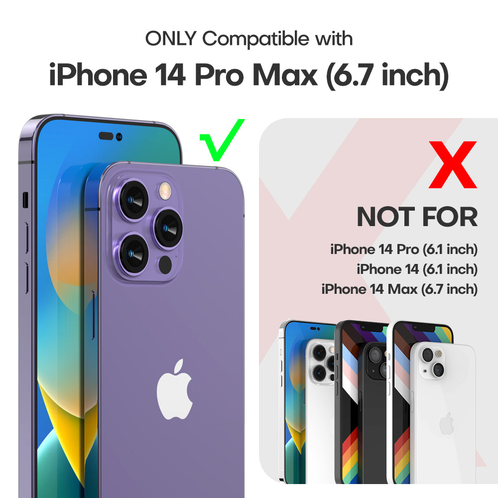 GOX  [5 in 1] for iPhone 14 Pro Max Case [Not Yellowing], with 2 Tempered Glass Screen Protectors + 2 Camera Lens Protectors [Military Grade Protection] Shockproof Slim 14 Pro Max 6.7 Inch, Purple