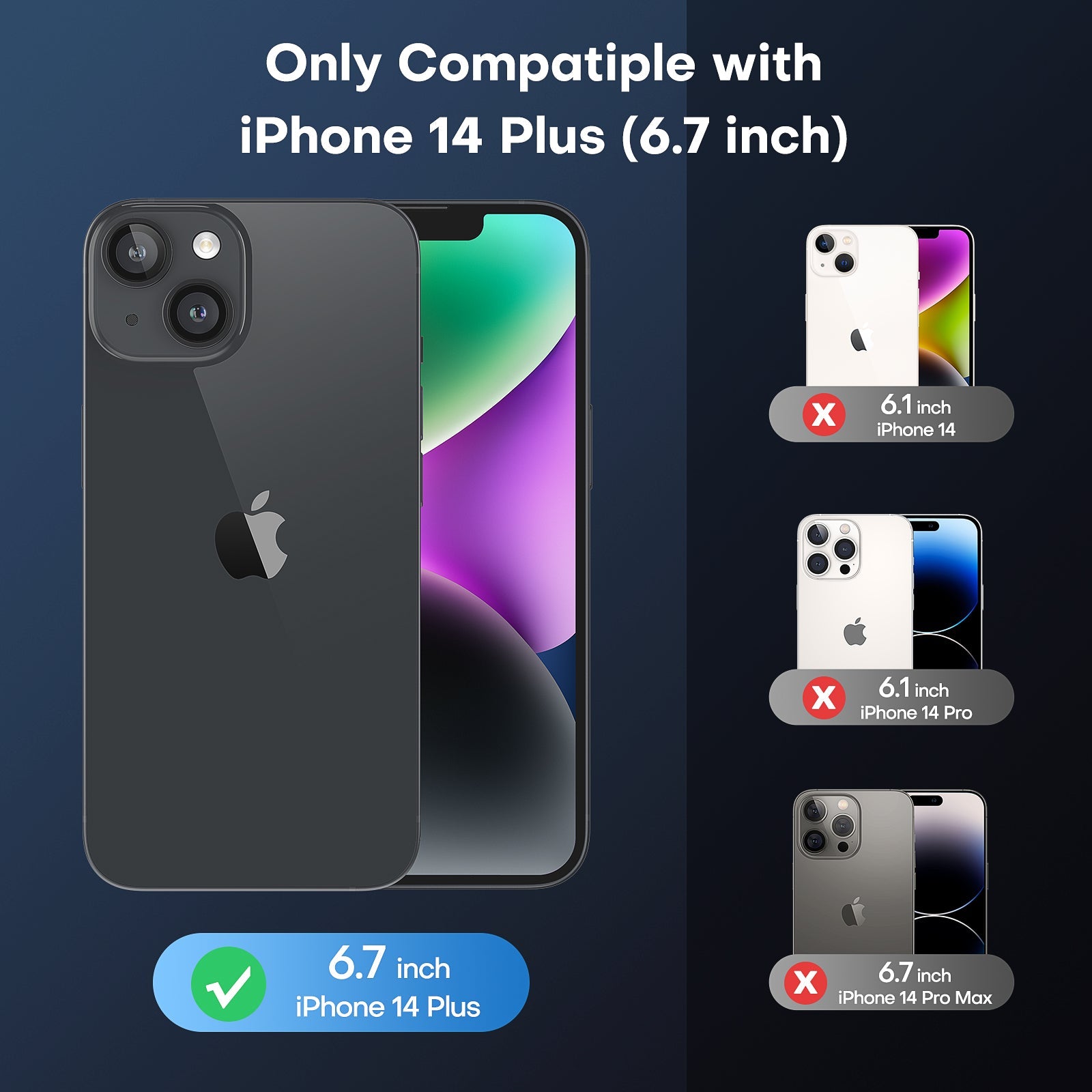 GOX [5 in 1] Magnetic Case for iPhone 14 Plus [Military Grade Drop Protection] with 2X Screen Protector +2X Camera Lens Protector, Translucent Matte Slim Fit Compatible with Magsafe Case-Black