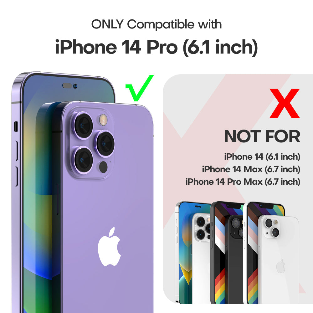 GOX [5 in 1] for iPhone 14 Pro Case, [Not Yellowing] with 2X Tempered Glass Screen Protector + 2X Camera Lens Protector, [Military Grade Drop Protection] Shockproof Slim Phone Case 6.1 Inch, Purple