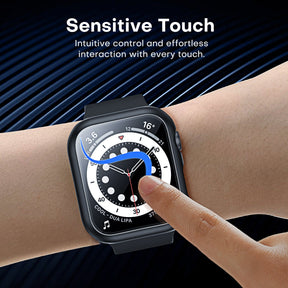 GOX 2 Pack Waterproof Case Designed for Apple Watch Series SE/6/5/4 40mm, [IP67 Waterproof Certified] with 9H Tempered Glass Screen Protector, [Full Protection] Slim Cover for iWatch 40mm - Black