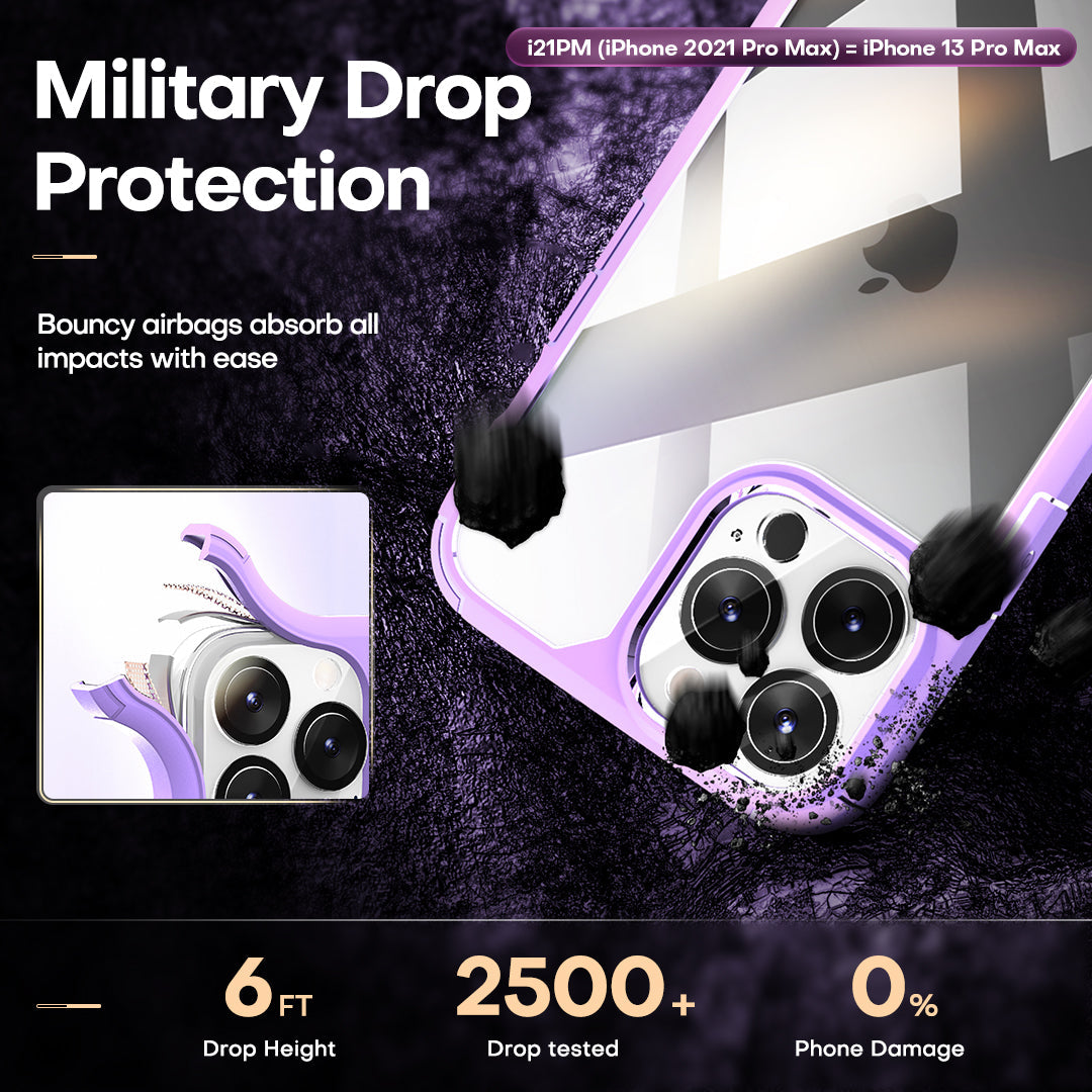 GOX [3 in 1] Defender Designed for 13 Pro Max Case 6.7 Inch, with 2 Pack Tempered Glass Screen Protector + 2 Pack Camera Lens Protector [Military Grade Protection] Shockproof Slim Thin