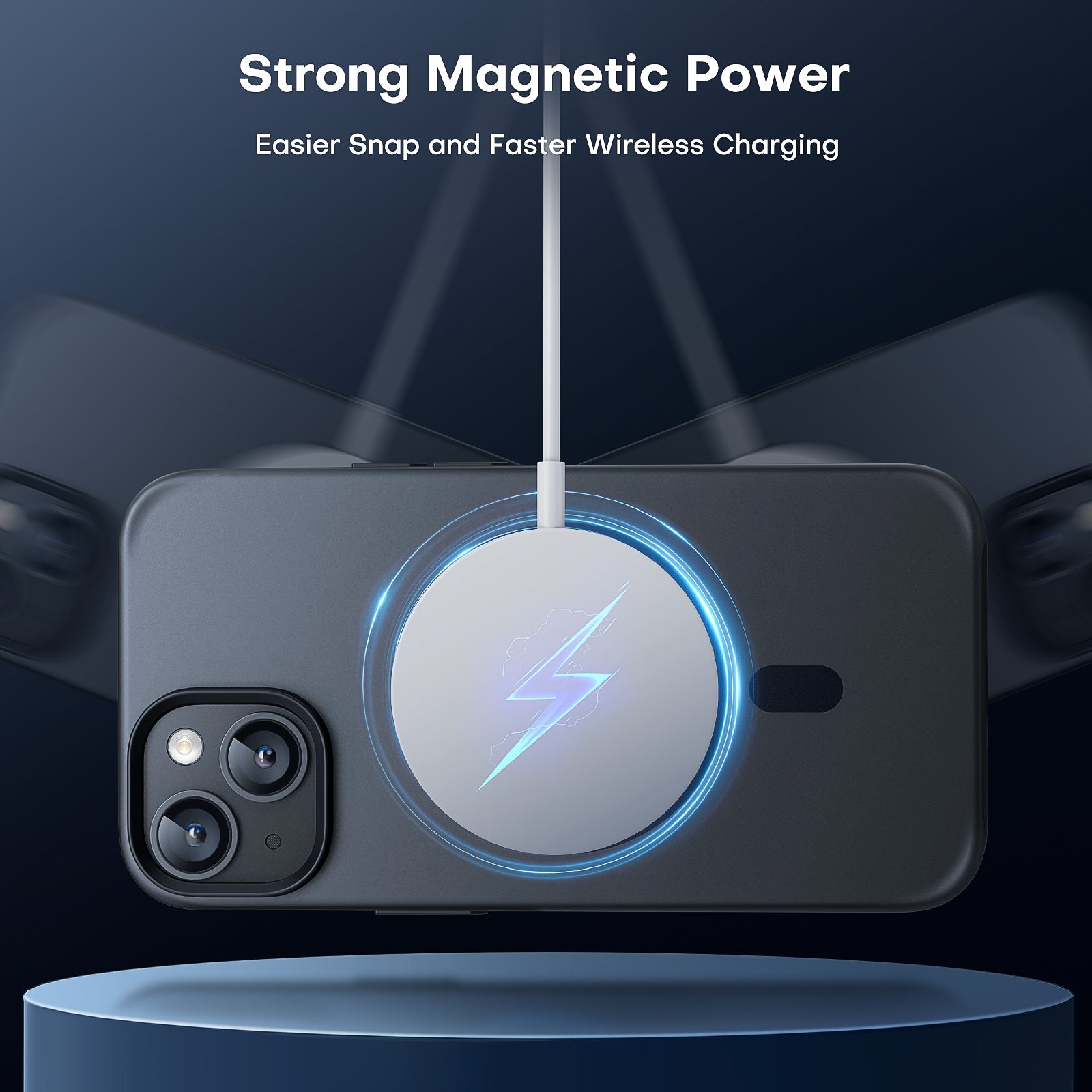 GOX [5 in 1] Magnetic Case for iPhone 14 Plus [Military Grade Drop Protection] with 2X Screen Protector +2X Camera Lens Protector, Translucent Matte Slim Fit Compatible with Magsafe Case-Black