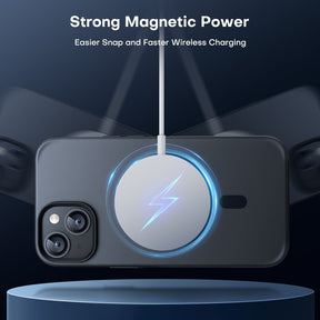 GOX [5 in 1] Magnetic Case for iPhone 14 Plus [Military Grade Drop Protection] with 2X Screen Protector +2X Camera Lens Protector, Translucent Matte Slim Fit Compatible with Magsafe Case-Black
