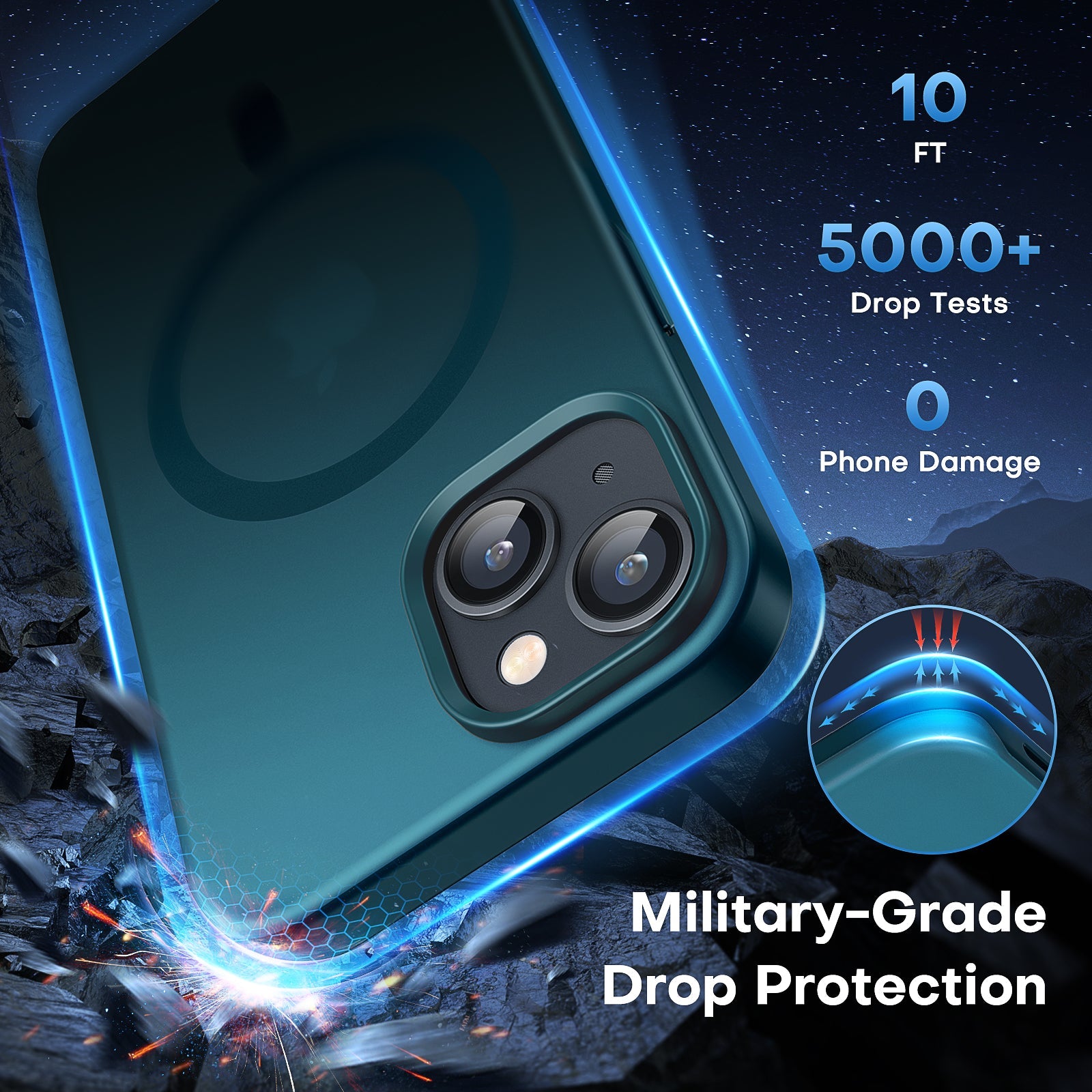 GOX  [5 in 1] Strong Magnetic Clear for iPhone 14 Case [Compatible with MagSafe] with 2 Screen Protector +2 Camera Lens Protector, [Military Drop Protection] Slim Phone Case for iPhone 14 6.1 Inch