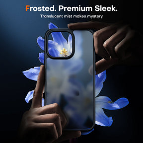 GOX 5-in-1 for iPhone 15 Pro Case MatteBlack, Translucent Matte Case with 2X Screen Protector +2X Camera Lens Protector, [Military Grade Protection] Shockproof Slim Case for iPhone 15 Pro, 6.1"