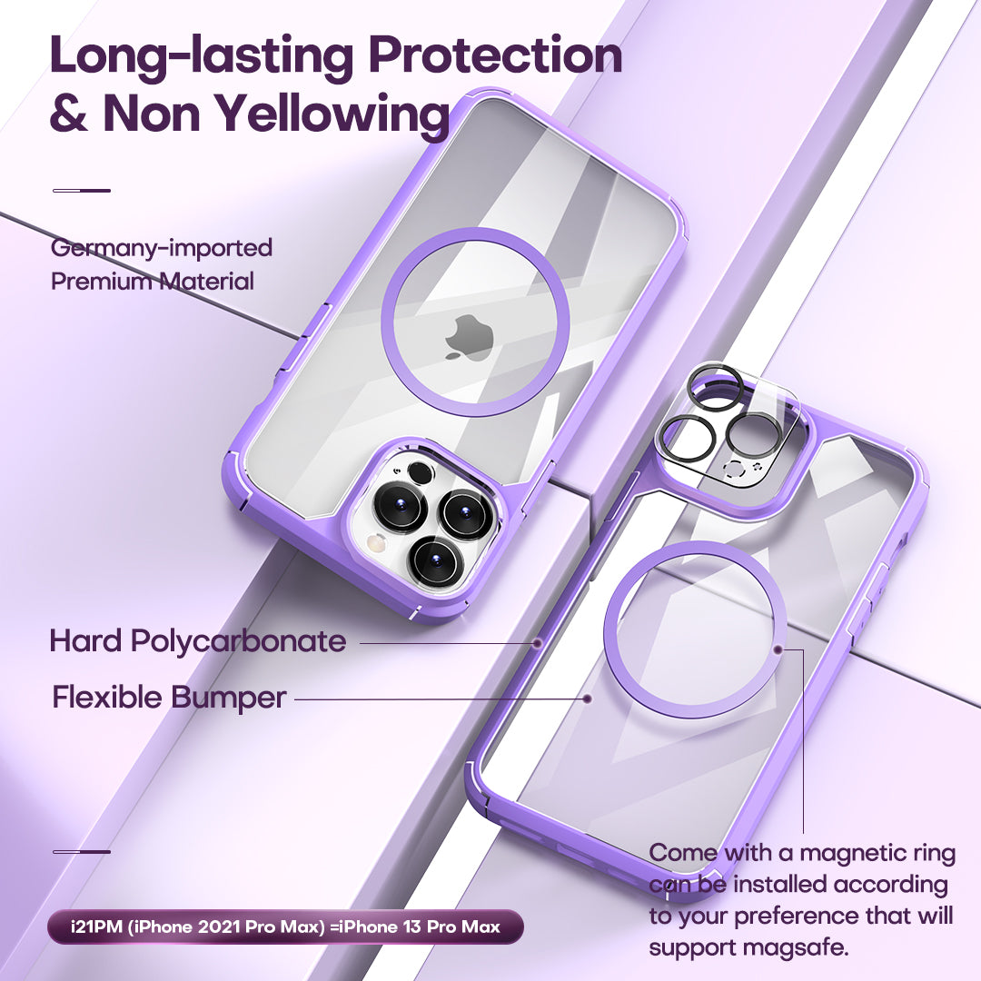 GOX [3 in 1] Defender Designed for 13 Pro Max Case 6.7 Inch, with 2 Pack Tempered Glass Screen Protector + 2 Pack Camera Lens Protector [Military Grade Protection] Shockproof Slim Thin