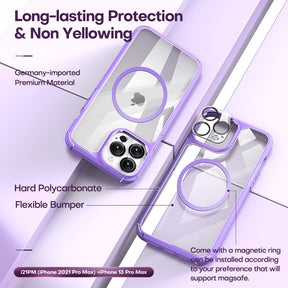 GOX [3 in 1] Defender Designed for 13 Pro Max Case 6.7 Inch, with 2 Pack Tempered Glass Screen Protector + 2 Pack Camera Lens Protector [Military Grade Protection] Shockproof Slim Thin