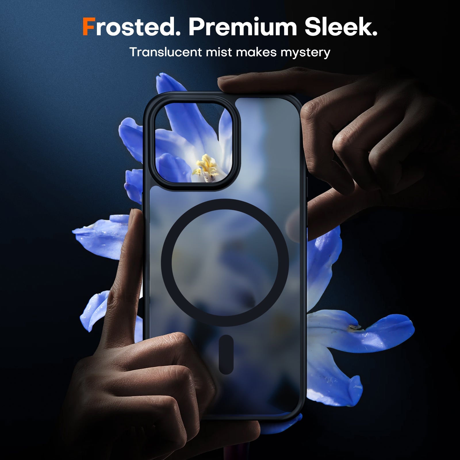 GOX 5 in 1 Magnetic Case for iPhone 15 Pro Max [Mil-Grade Drop Protection] with 2X Tempered Screen Protector +2X Camera Lens Protector, Translucent Matte Slim Mag-Safe Case 6.7" - Black