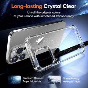 GOX Designed for iPhone 15 Pro Case Glitter, [Not Yellowing] [Military Grade Drop Protection] Bling Sparkle Shockproof Cute Sparkly Phone Case for iPhone 15 Pro, Glitter Clear, 6.1 inch
