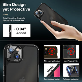 GOX [3 in 1] Defender Designed for iPhone 13 Case 6.1 Inch, with 2 Pack Tempered Glass Screen Protector + 2 Pack Camera Lens Protector [Military Grade Protection] Shockproof Slim Thin