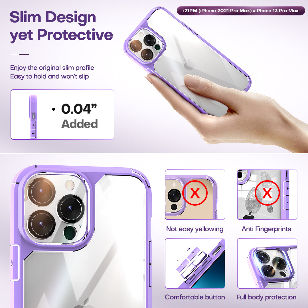 GOX [3 in 1] Defender Designed for 13 Pro Max Case 6.7 Inch, with 2 Pack Tempered Glass Screen Protector + 2 Pack Camera Lens Protector [Military Grade Protection] Shockproof Slim Thin