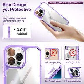 GOX [3 in 1] Defender Designed for 13 Pro Max Case 6.7 Inch, with 2 Pack Tempered Glass Screen Protector + 2 Pack Camera Lens Protector [Military Grade Protection] Shockproof Slim Thin