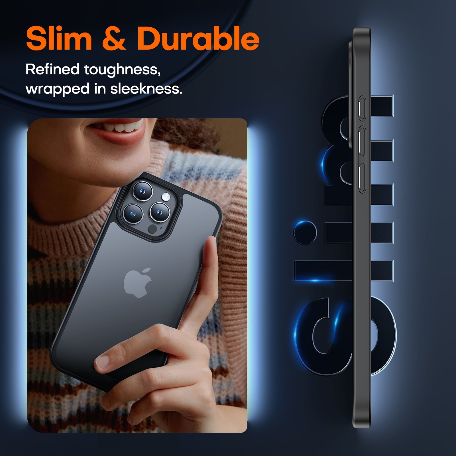 GOX 5-in-1 for iPhone 15 Pro Case MatteBlack, Translucent Matte Case with 2X Screen Protector +2X Camera Lens Protector, [Military Grade Protection] Shockproof Slim Case for iPhone 15 Pro, 6.1"