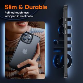 GOX 5-in-1 for iPhone 15 Pro Case MatteBlack, Translucent Matte Case with 2X Screen Protector +2X Camera Lens Protector, [Military Grade Protection] Shockproof Slim Case for iPhone 15 Pro, 6.1"