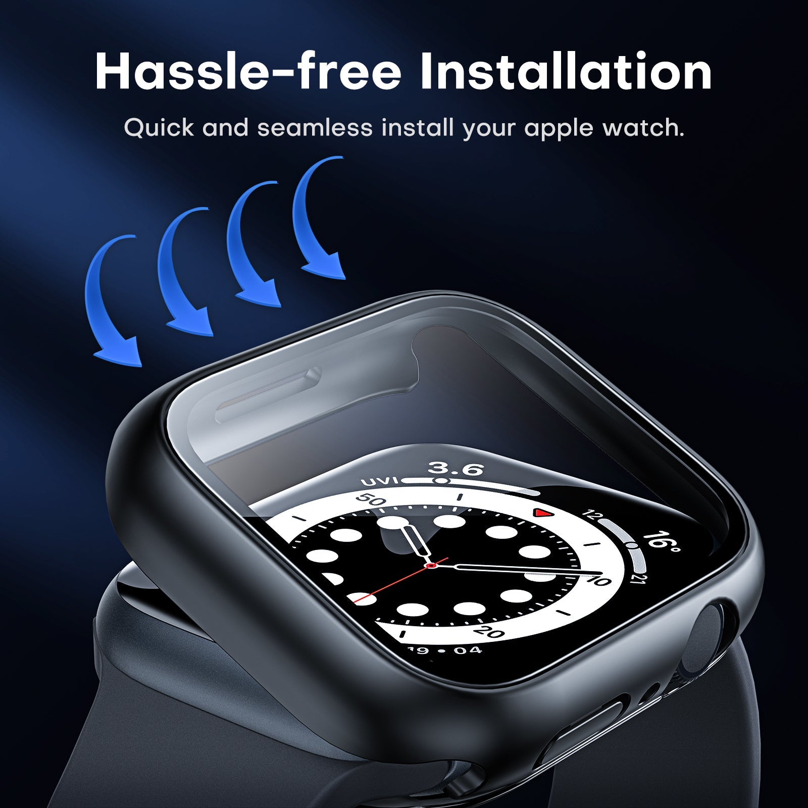 GOX 2 Pack Waterproof Case Designed for Apple Watch Series SE/6/5/4 44mm, [IP67 Waterproof Certified] with 9H Tempered Glass Screen Protector, [Full Protection] Slim Cover for iWatch 44mm - Black