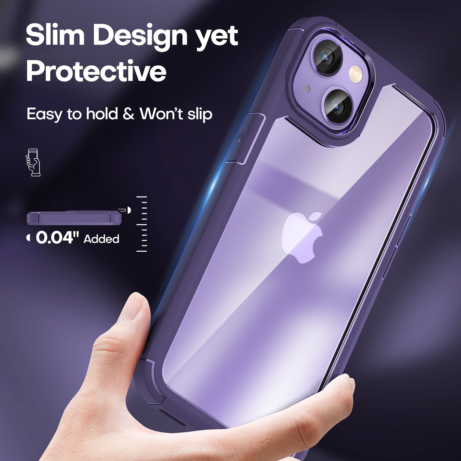 GOX [5 in 1] for iPhone 14 Plus Case [Not Yellowing], with 2 Tempered Glass Screen Protectors+2 Camera Lens Protectors [Military Grade Protection] Shockproof Slim iPhone 14 Plus Case 6.7 Inch-Purple