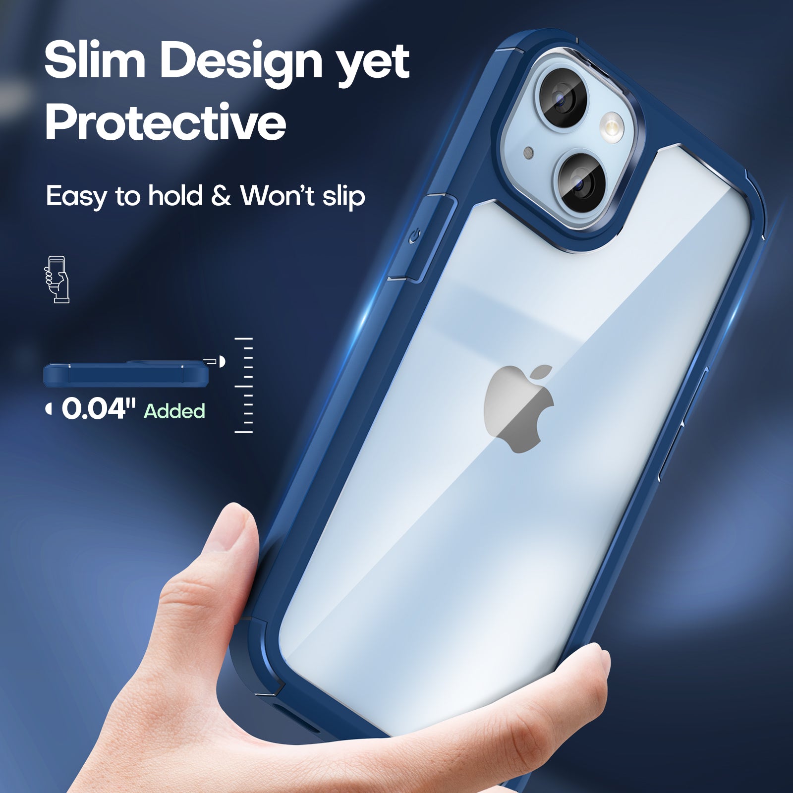 GOX [5 in 1] for iPhone 14 Plus Case [Not Yellowing], with 2 Tempered Glass Screen Protectors+2 Camera Lens Protectors [Military Grade Protection] Shockproof Slim iPhone 14 Plus Case 6.7 Inch-Blue