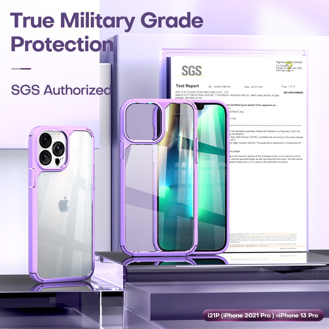 GOX [3 in 1] Defender Designed for iPhone 13 Pro Case 6.1 Inch, with 2 Pack Tempered Glass Screen Protector + 2 Pack Camera Lens Protector [Military Grade Protection] Shockproof Slim Thin