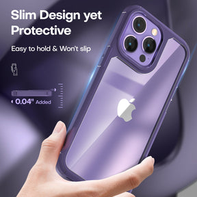 GOX  [5 in 1] for iPhone 14 Pro Max Case [Not Yellowing], with 2 Tempered Glass Screen Protectors + 2 Camera Lens Protectors [Military Grade Protection] Shockproof Slim 14 Pro Max 6.7 Inch, Purple