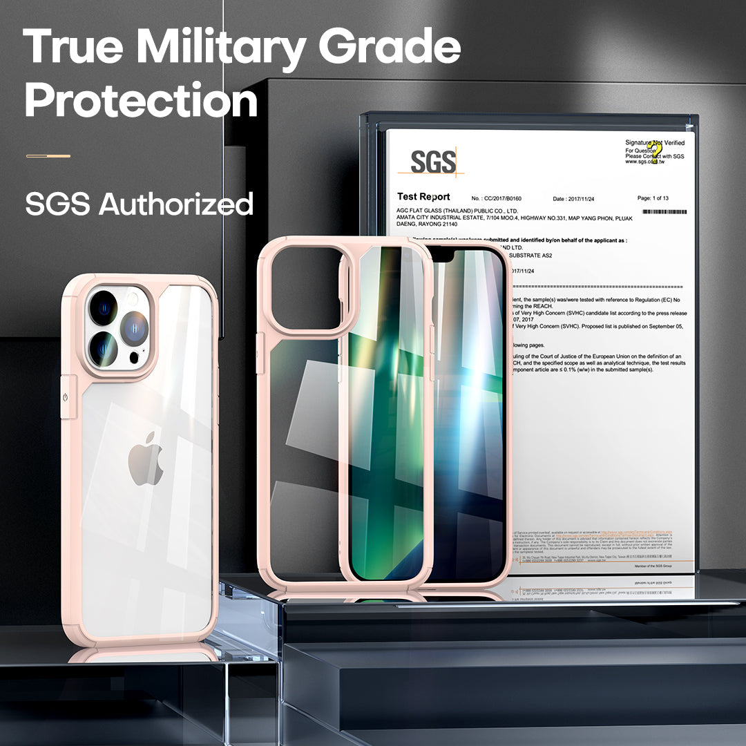 GOX [3 in 1] Defender Designed for iPhone 13 Pro Case 6.1 Inch, with 2 Pack Tempered Glass Screen Protector + 2 Pack Camera Lens Protector [Military Grade Protection] Shockproof Slim Thin