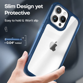 GOX [5 in 1] for iPhone 14 Pro Max Case [Not Yellowing], with 2 Tempered Glass Screen Protectors + 2 Camera Lens Protectors [Military Grade Protection] Shockproof Slim 14 Pro Max 6.7 Inch, Blue