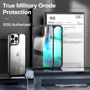 GOX [3 in 1] Defender Designed for iPhone 13 Pro Case 6.1 Inch, with 2 Pack Tempered Glass Screen Protector + 2 Pack Camera Lens Protector [Military Grade Protection] Shockproof Slim Thin