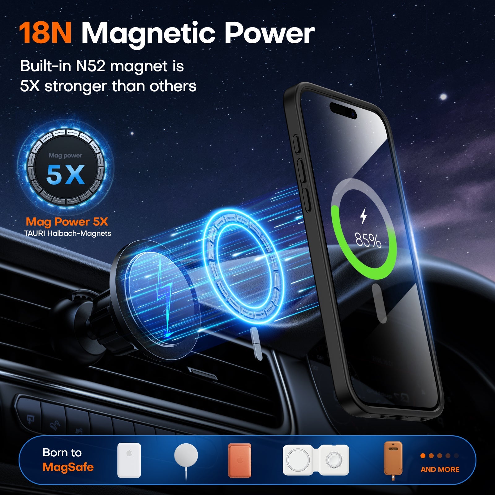 GOX 5 in 1 Magnetic Case for iPhone 15 Pro Max [Mil-Grade Drop Protection] with 2X Tempered Screen Protector +2X Camera Lens Protector, Translucent Matte Slim Mag-Safe Case 6.7" - Black