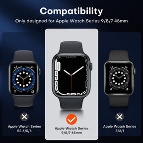 GOX 2 Pack Waterproof Case Designed for Apple Watch Series 9 (2023) Series 8/7 45mm, [IPX8 Waterproof Certified] with 9H Tempered Glass Screen Protector, [Full Protection] Slim Cover 45mm - Black