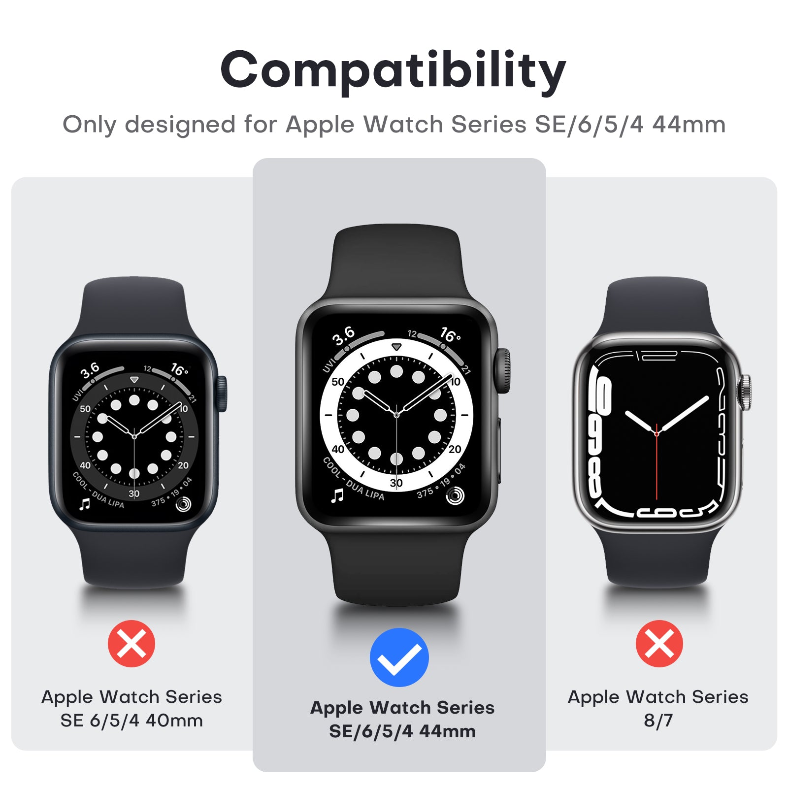 GOX2 Pack Hard Case Designed for Apple Watch Series SE 6 5 4 44mm [Full Protection], with 9H Tempered Glass Screen Protector [Touch Sensitive] Slim Bumper Protective Cover 44mm, Black