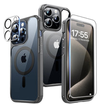 GOX 5 in 1 Magnetic Case for iPhone 15 Pro Max [Mili-Grade Drop Protection] with 2X Screen Protector+2X Camera Lens Protector, Super Transparent Slim for iPhone 15 Pro Max Case Mag-Safe-Clear