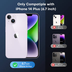 GOX [5 in 1] Magnetic Case for iPhone 14 Plus [Military Grade Drop Protection] with 2X Screen Protector +2X Camera Lens Protector, Translucent Matte Slim Fit Compatible with Magsafe Case-Purple