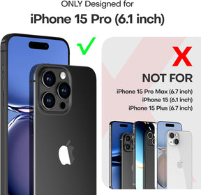 GOX 5 in 1 for iPhone 15 Pro Case, [Not-Yellowing] with 2X Screen Protector + 2X Camera Lens Protector, [Military Grade Drop Protection] Shockproof Slim Phone Case for iPhone 15 Pro, Blue