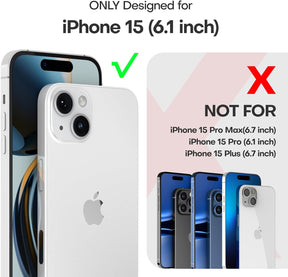 GOX 5 in 1 for iPhone 15 Case, [Not-Yellowing] with 2X Screen Protectors + 2X Camera Lens Protectors, [Military Grade Drop Protection] Shockproof Slim Phone Case for iPhone 15, Light Blue