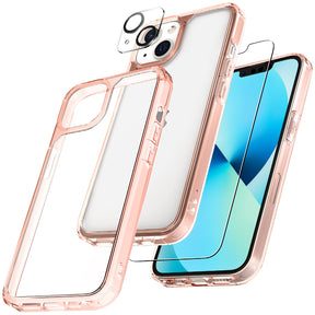 GOX [3 in 1] Defender Designed for iPhone 13 Case 6.1 Inch, with 2 Pack Tempered Glass Screen Protector + 2 Pack Camera Lens Protector [Military Grade Protection] Shockproof Slim Thin