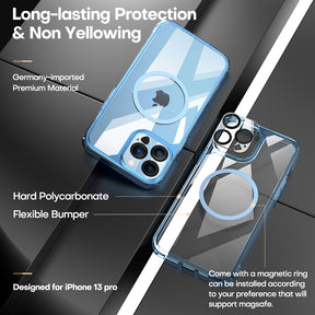 GOX [3 in 1] Defender Designed for iPhone 13 Pro Case 6.1 Inch, with 2 Pack Tempered Glass Screen Protector + 2 Pack Camera Lens Protector [Military Grade Protection] Shockproof Slim Thin